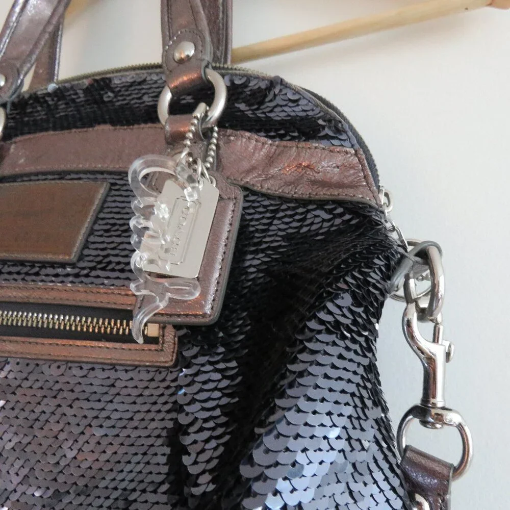 COACH Limited Edition Poppy Spotlight Sequin Metallic Top Handle Crossbody Bag - Picture 8 of 15